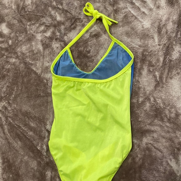 Bartender one piece halter lime green and sky blue - Picture 1 of 3